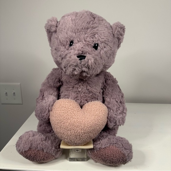 HTF Rare Kaisiyang Purple Shaggy Teddy Bear  Pink Heart Stuffed Animal Plush Toy - Picture 2 of 16